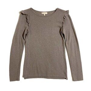 Benedetta B. Wool Cashmere Crew Neck Sweater Pullover Ruffle SZ S